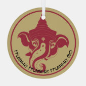 独自の赤と金ゴールドGaneshの作成 ガラスオーナメント (裏面)