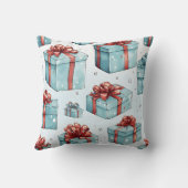 独自の赤と青のボックスと弓を作成 クッション (裏面)