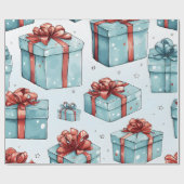 独自の赤と青のボックスと弓を作成 ラッピングペーパー (フラット)