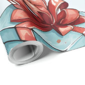 独自の赤と青のボックスと弓を作成 ラッピングペーパー (ロールコーナー)