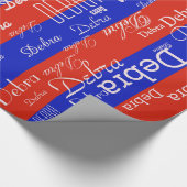 独自の赤と青の名前パターンを作成する ラッピングペーパー (角)