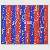 独自の赤と青の名前パターンを作成する ラッピングペーパー (フラット)