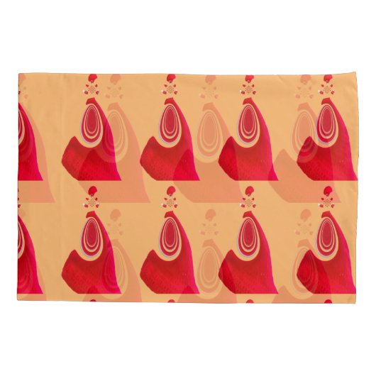 独自の赤ループパターンのデザインDuvetケースを作成 枕カバー (裏面-左)