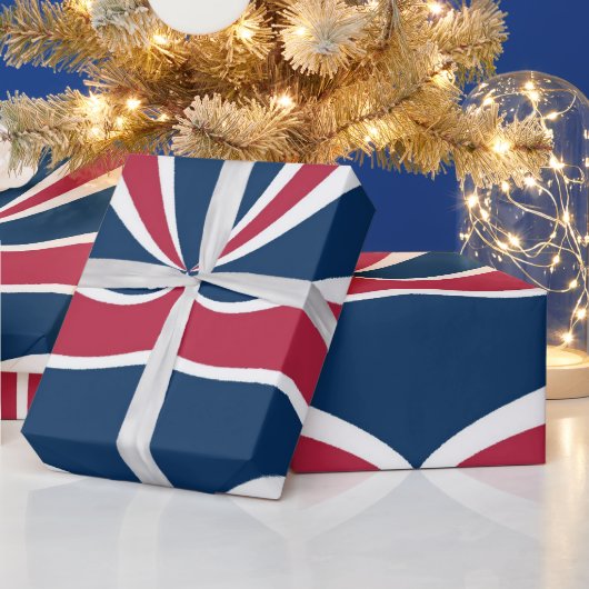 独自の赤青の白旗国のアートを作成する ラッピングペーパー (クリスマス)