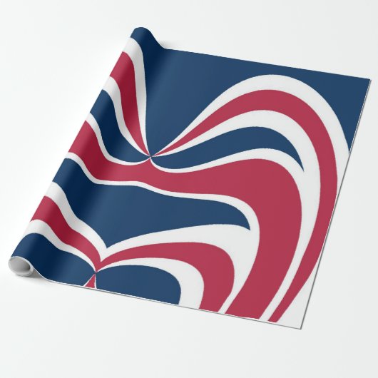 独自の赤青の白旗国のアートを作成する ラッピングペーパー (アンロールド)
