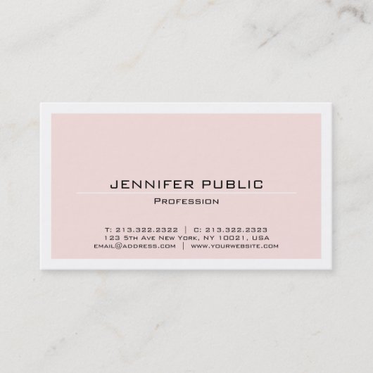 独自の赤面ピンクホワイトプレーントレンディーの作成 名刺 (正面)