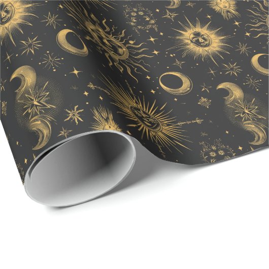 独自の超現実的な天月と星を作成 ラッピングペーパー (ロールコーナー)