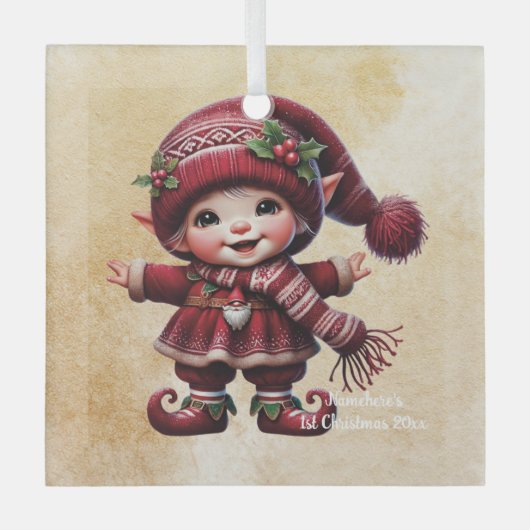 独自の踊りヴィンテージクリスマス格言の作成 ガラスオーナメント (正面)