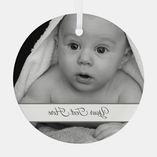 独自の追加フォトアートロゴを簡単に作成 ガラスオーナメント (裏面)