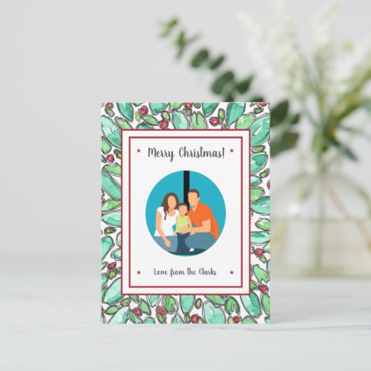 独自の追加フォトクリスマスを作カスタマイズ成する ポストカード (スタンド正面)