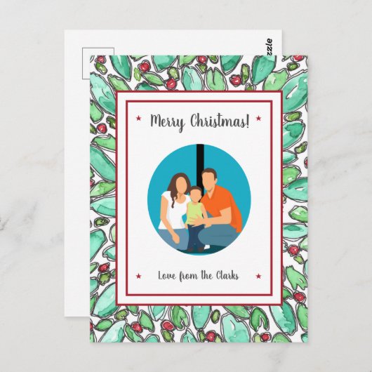 独自の追加フォトクリスマスを作カスタマイズ成する ポストカード (正面/裏面)