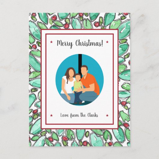 独自の追加フォトクリスマスを作カスタマイズ成する ポストカード (正面)