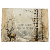 独自の野生のスタッグの冬を作成 ラージペーパーバッグ (裏面)