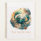 独自の金ゴールドとティール（緑がかった色）神秘的がん〔占星術の〕十二宮図の作成 プランナー手帳 (正面)