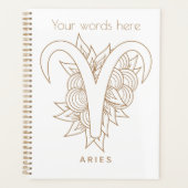 独自の金ゴールドと白エレガントい牡羊座の作成〔占星術の〕十二宮図 プランナー手帳 (正面)