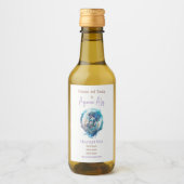 独自の金ゴールドと青の神秘的な水族館を作成 ワインラベル (正面)