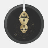 独自の金ゴールドの階層タロットを作成 ガラスオーナメント (正面)