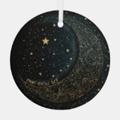 独自の金ゴールドを作成する星月 ガラスオーナメント (裏面)