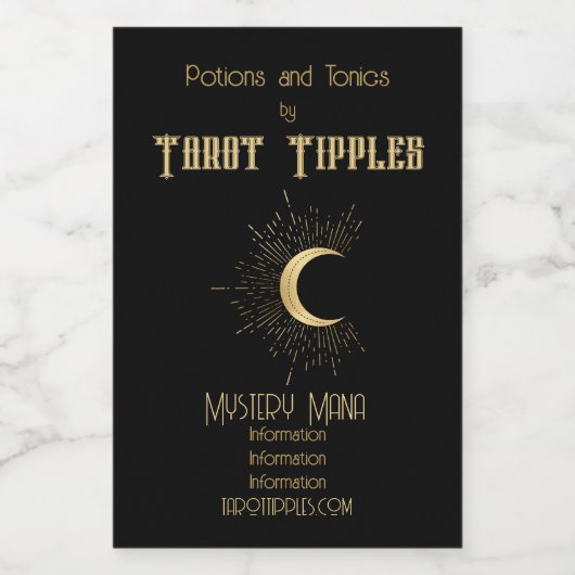 独自の金ゴールドアーキーンムーンタロットの作成 ワインラベル (シングルラベル)