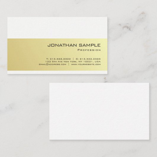 独自の金ゴールドエレガントルックのモダン作成 名刺 (正面/裏面)