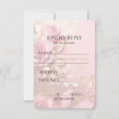 独自の金ゴールドグリッターとピンクの紙花を作成 出欠カード (正面)