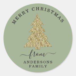独自の金ゴールドグリッターを作成するChristmas Sage Green ラウンドシール