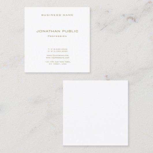 独自の金ゴールドモダンフォント文字の作成エレガント スクエア名刺 (正面/裏面)