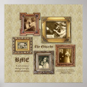 独自の金ゴールド華美アンティークフレームのコラージュを作成 ポスター (正面)