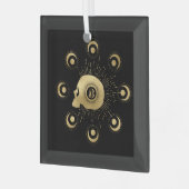 独自の金ゴールド難易度タロット ガラスオーナメント (正面左)