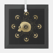 独自の金ゴールド難易度タロット ガラスオーナメント (正面)