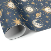 独自の金ゴールド青白の天空を作成 ラッピングペーパー (ロールコーナー)