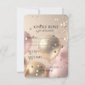 独自の金ゴールド&ピンクバルーンを作成する 出欠カード (正面)