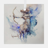 独自の金ゴールド&ブルー射手座〔占星術の〕十二宮図の作成 ガラスオーナメント (裏面)