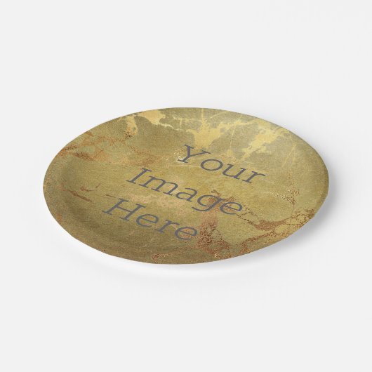 独自の金属製の金ゴールドホイルフェイク大理石を作成 ペーパープレート (アングル)