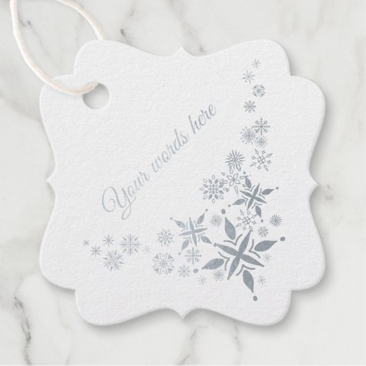 独自の銀の雪かわいらし片を作成 フェイバータグ (正面)