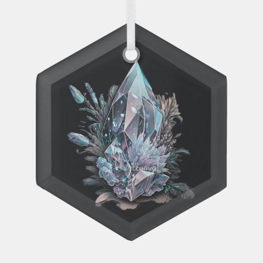 独自の銀色の結晶を作成する ガラスオーナメント (正面)