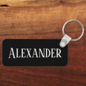 独自の長方形を作パーソナライズされた成 キーホルダー (正面)