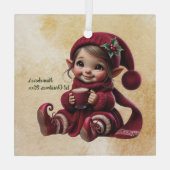 独自の陽気なヴィンテージクリスマス格言の作成 ガラスオーナメント (裏面)