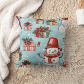 独自の陽気な雪だるまの作成 クッション (ブランケット)