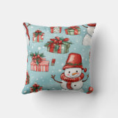 独自の陽気な雪だるまの作成 クッション (裏面)