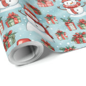 独自の陽気な雪だるまの作成 ラッピングペーパー (ロールコーナー)