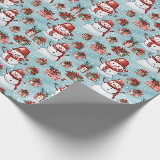 独自の陽気な雪だるまの作成 ラッピングペーパー (角)