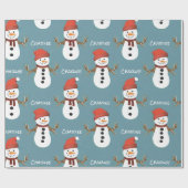 独自の雪だるまのパーソナライズされた作成 ラッピングペーパー (フラット)