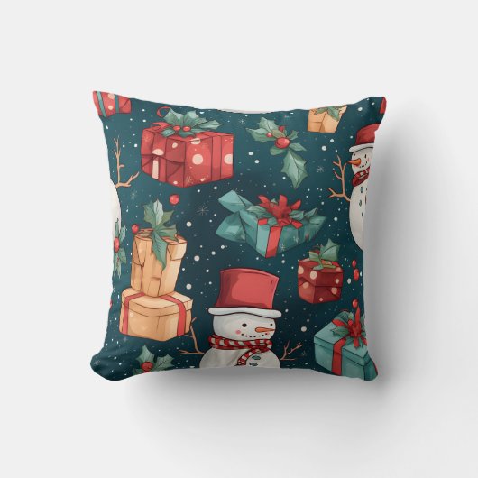 独自の雪だるまギフトを作成する クッション (正面)