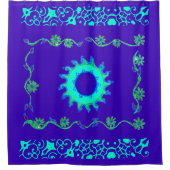 独自の青いエレガントクラシック王室のフローラの作成 シャワーカーテン (正面)