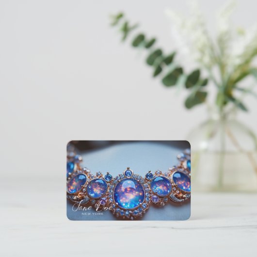 独自の青いオパールネックレスを作成 名刺 (スタンド正面)