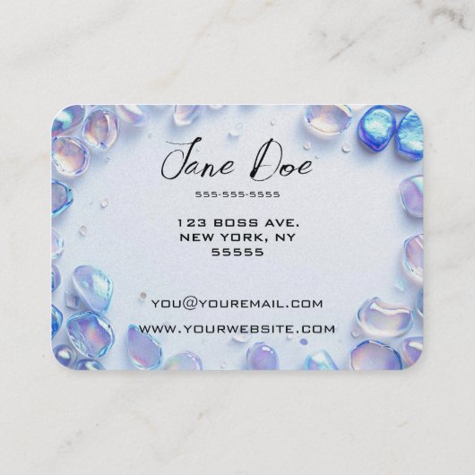 独自の青いカスタムオパール石を作成 名刺 (裏面)