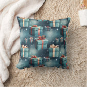 独自の青いクリスマスの箱と星を作成 クッション (ブランケット)