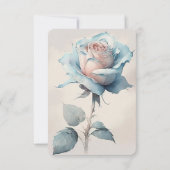 独自の青いヴィンテージ水カラーバラの作成 出欠カード (裏面)