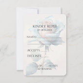 独自の青いヴィンテージ水カラーバラの作成 出欠カード (正面)